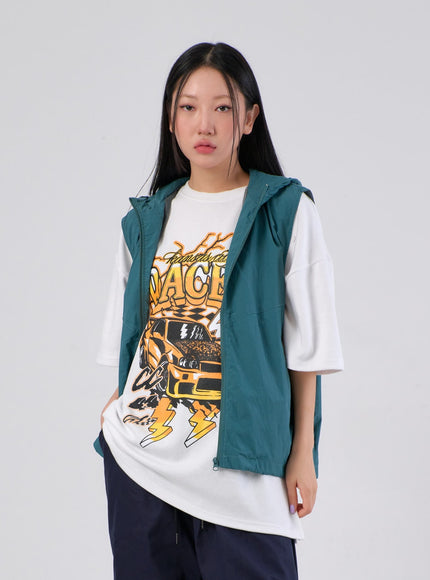 Nylon Hoodie Vest IA304