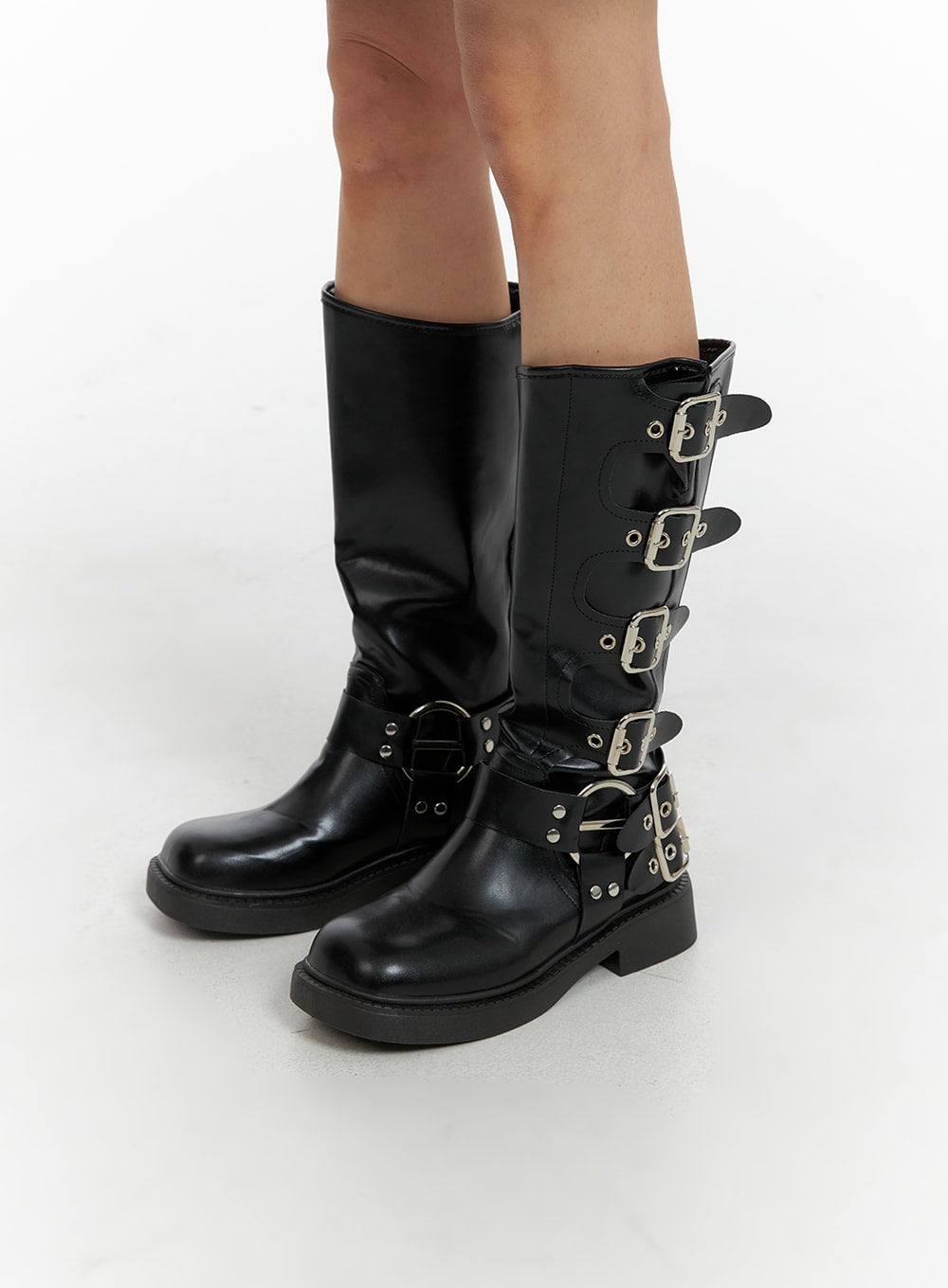 buckle-faux-leather-boots-cf428