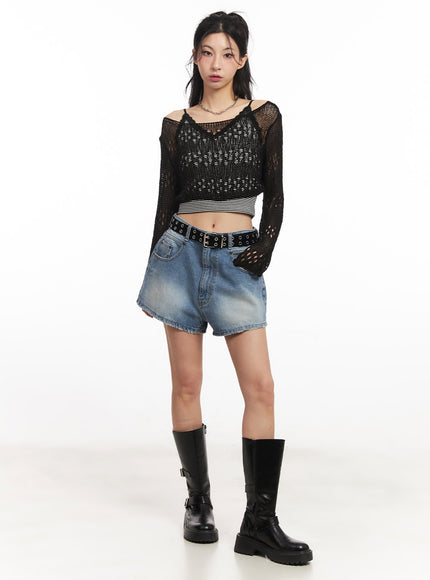 Slouchy-Fit Denim Shorts CA514