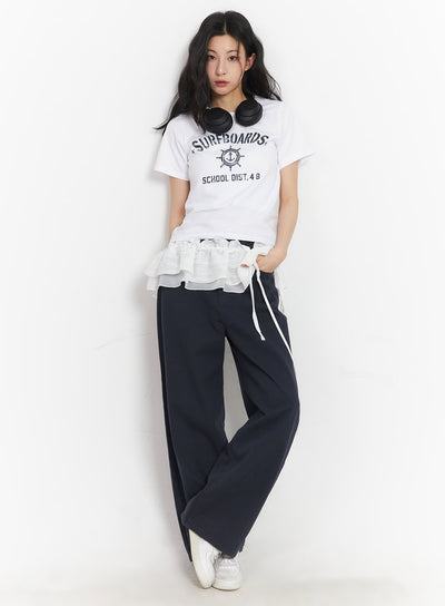 frill-lace-string-layering-mini-skirt-ca503 / white