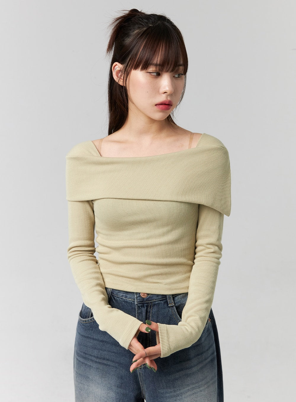 Korean off shoulder tops on sale