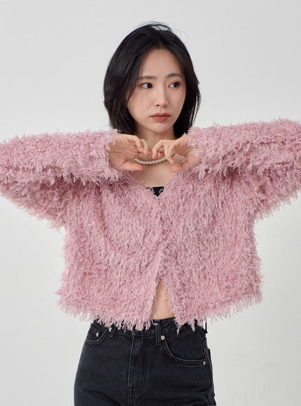 Faux Fur Button Cardigan OD26