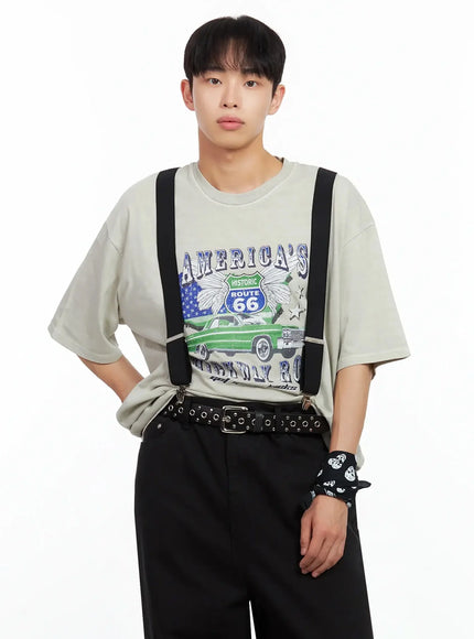 mens-route-66-graphic-t-shirt-il516 / Beige