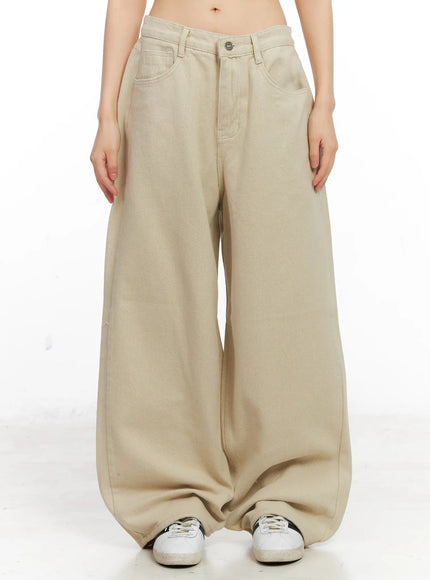 cozy-wide-leg-cotton-pants-cn520 / Beige