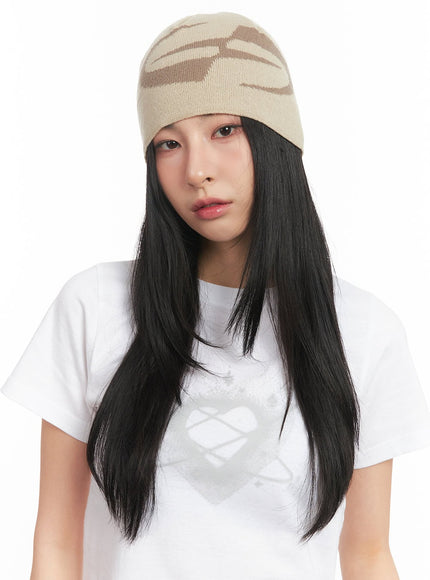 graphic-beanie-cm504 / Beige