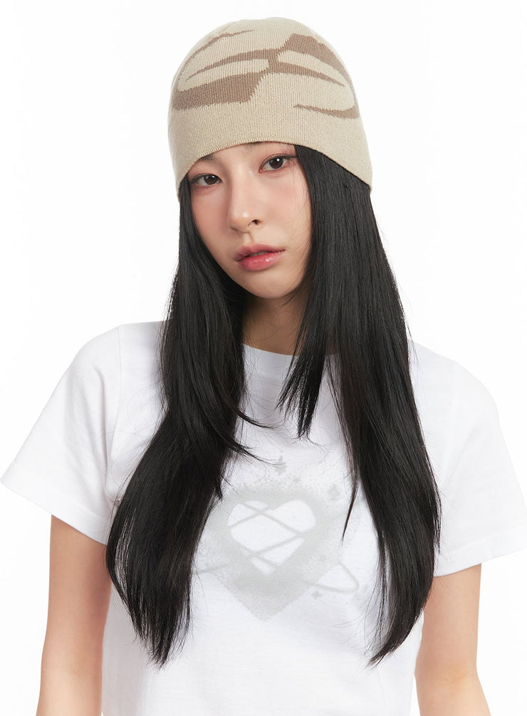 graphic-beanie-cm504 / Beige