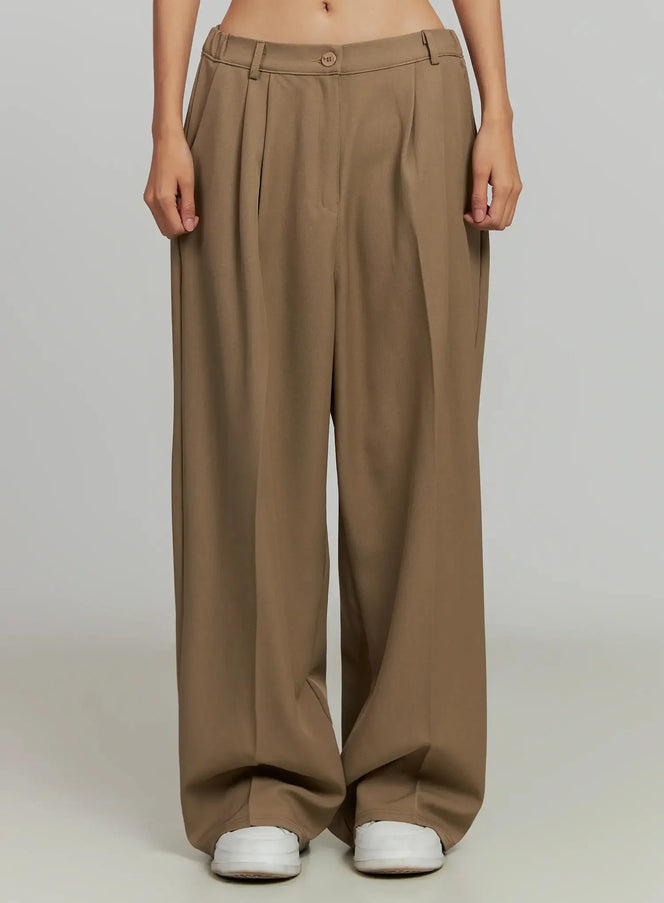 wide-leg-band-slacks-ij505 / Beige