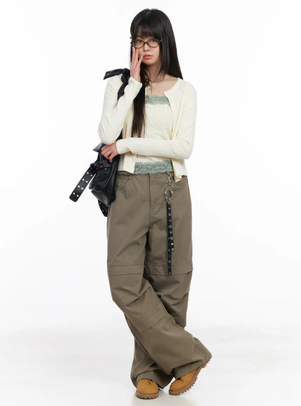 relaxed-fit-wide-leg-cotton-pants-cm513 / Beige