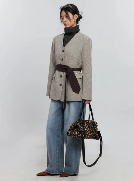 chic-button-up-jacket-is515 / Beige