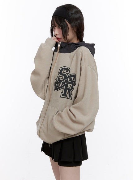 Zip-Up Graphic Sweatshirt with Hood CF512