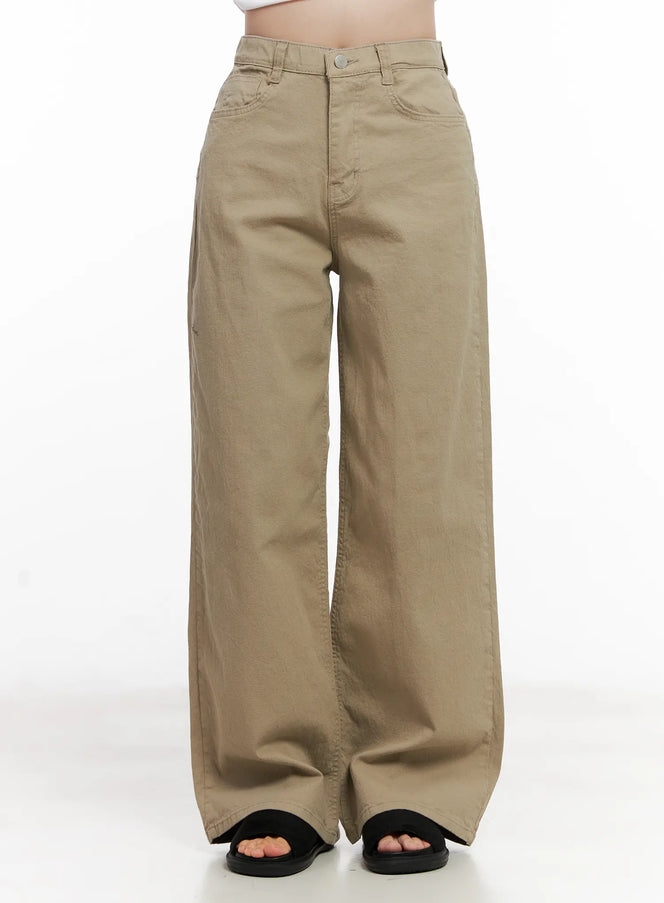 semi-wide-cotton-pants-cl515 / Beige