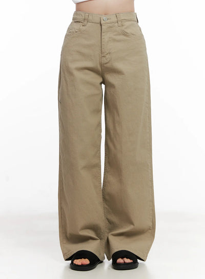semi-wide-cotton-pants-cl515 / Beige