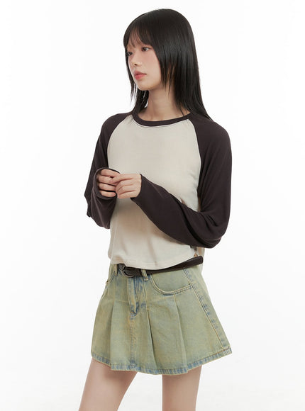 raglan-crop-long-sleeve-top-cg426 / Beige