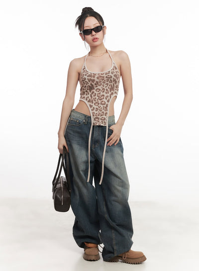 wild-halter-neck-bodysuit-cami-top-cm531 / Beige