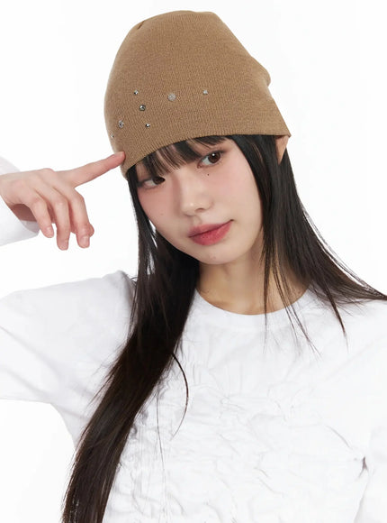 studded-knit-beanie-im530 / Beige