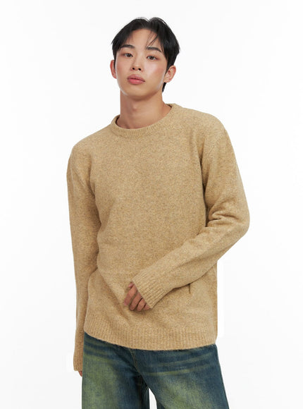 mens-classic-round-neck-sweater-in426 / Beige