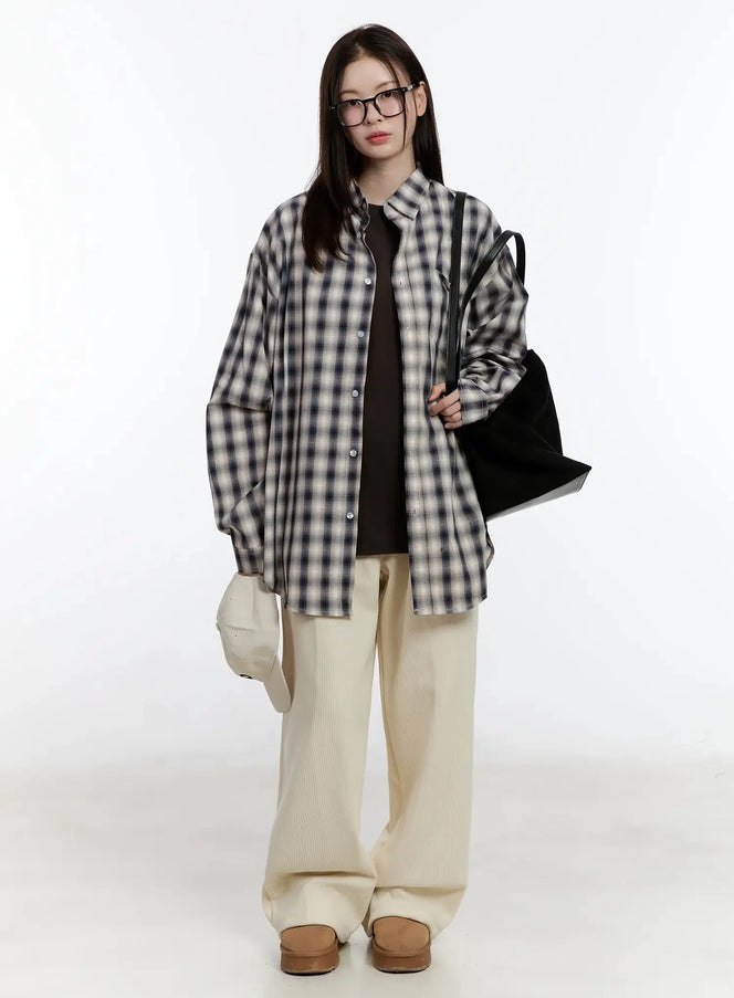 oversized-check-shirt-id526 / Beige