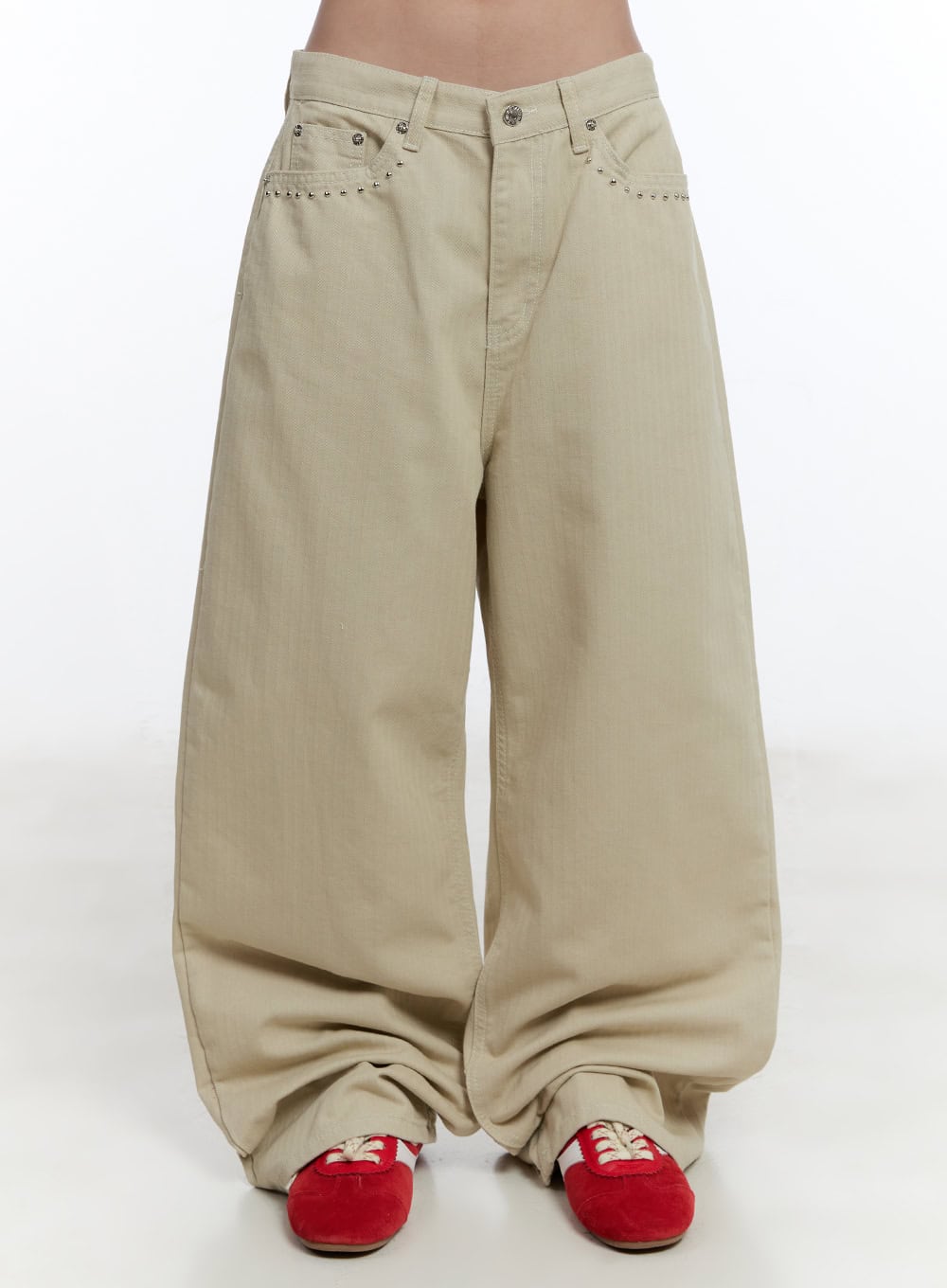 edgy-pocket-wide-leg-pants-cu502 / Beige