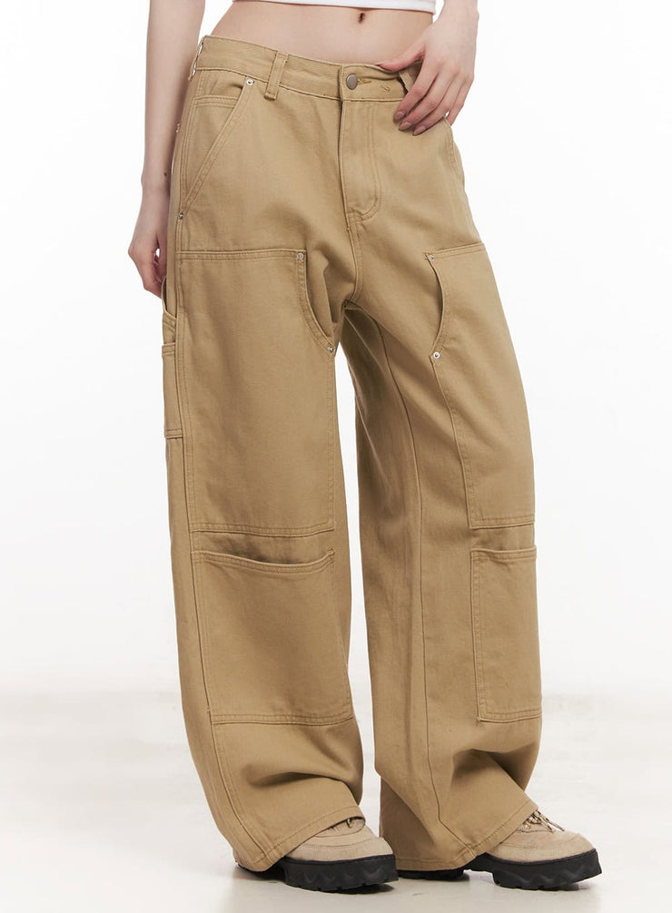 Cotton Carpenter Wide-Leg Pants CM517