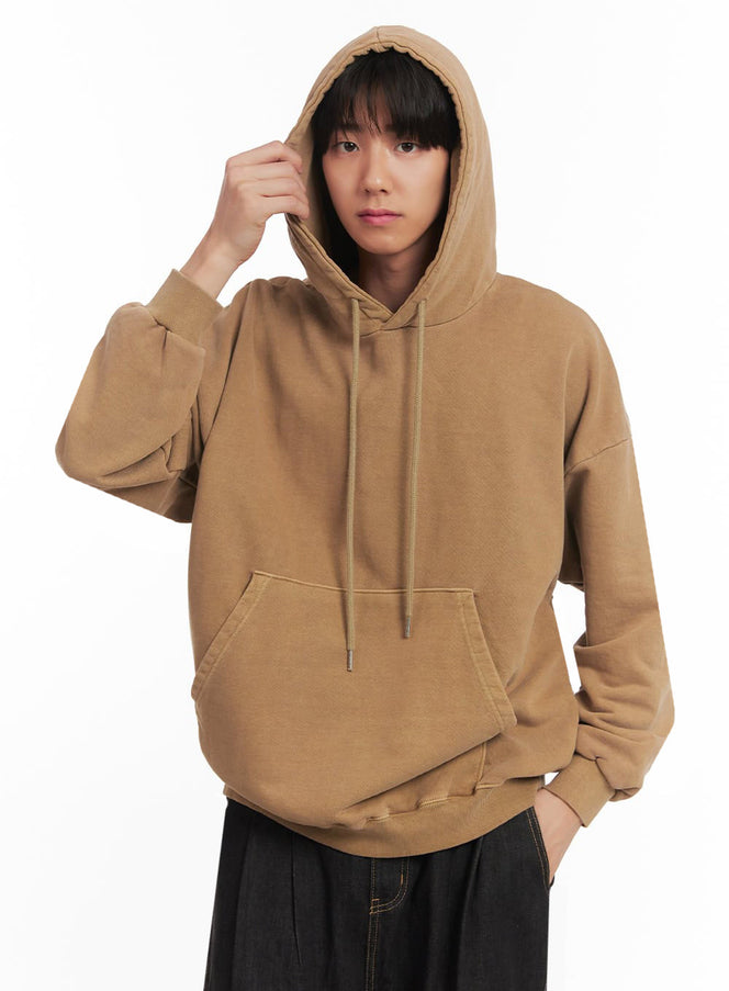 mens-vintage-washed-hoodie-ia510 / Beige