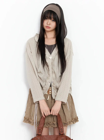pointelle-knit-cardigan-ia523 / Beige