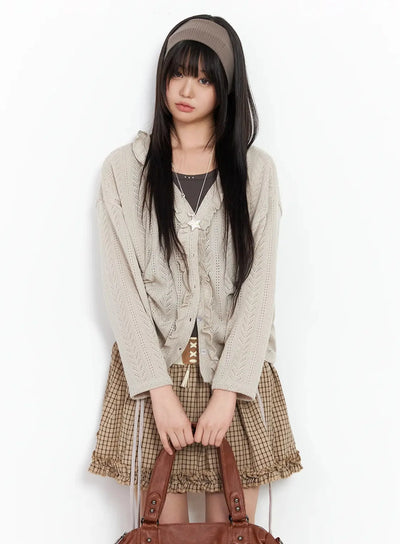 pointelle-knit-cardigan-ia523 / Beige