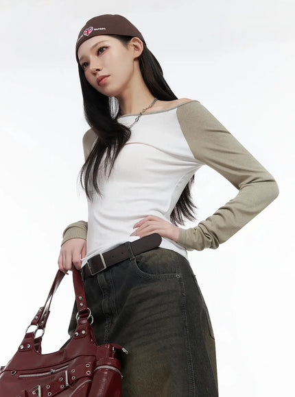 basic-raglan-long-sleeve-top-ij528 / Beige