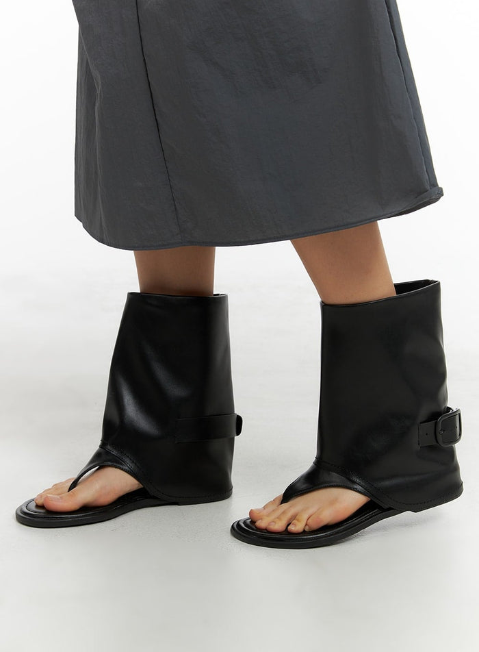 faux-leather-sandal-boots-cm422 / Black