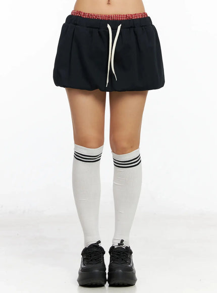 checkered-balloon-skort-ca513 / Black