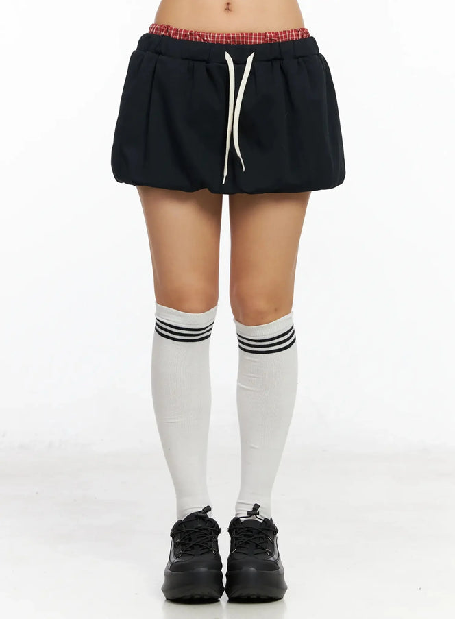 checkered-balloon-skort-ca513 / Black