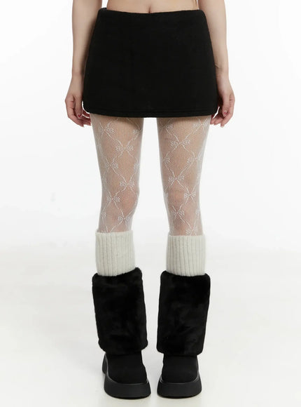 fleece-low-rise-mini-skirt-ij516 / Black