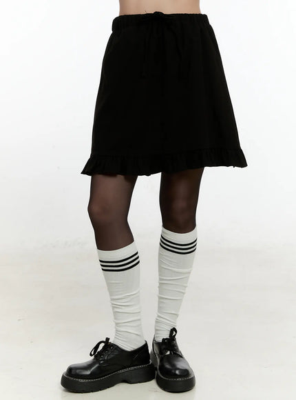 ruffle-trim-midi-skirt-cn506 / Black