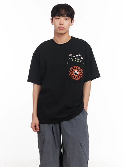 mens-embroidered-graphic-t-shirt-iu519 / Black