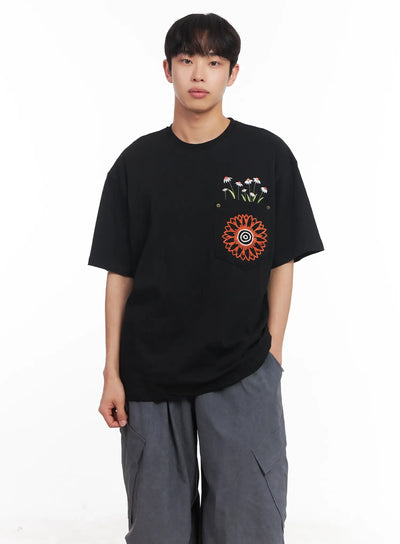mens-embroidered-graphic-t-shirt-iu519 / Black