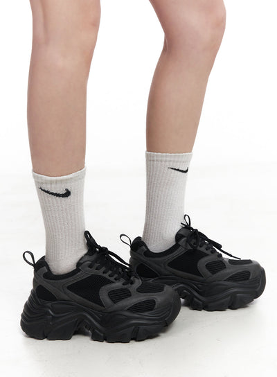 mesh-platform-chunky-sneakers-iy516 / Black