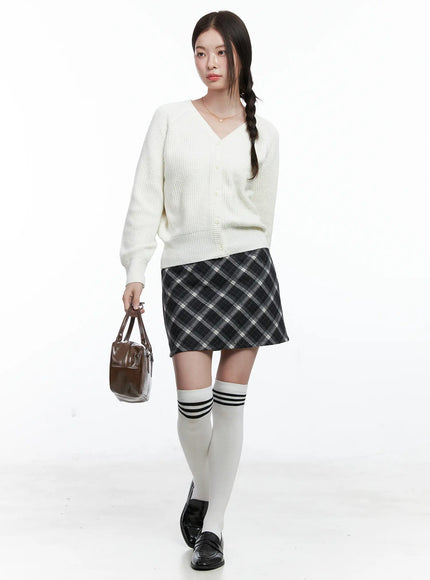 plaid-a-line-mini-skirt-co506 / Black