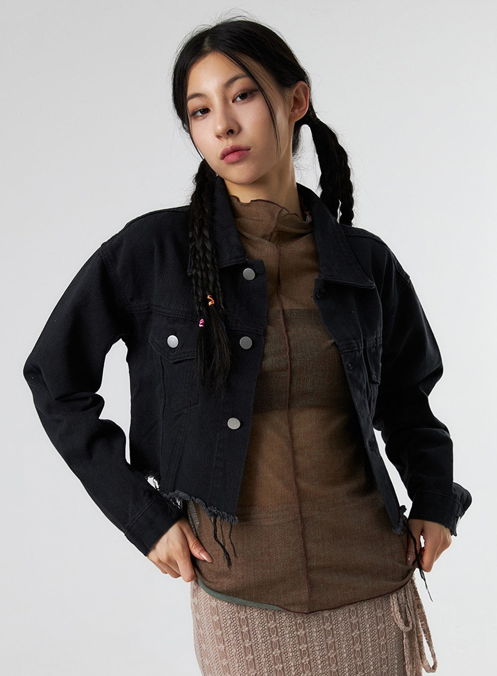 crop-collar-jacket-is327 / Black