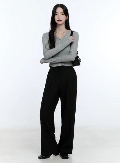 classic-pintuck-wide-leg-slacks-cg514 / Black