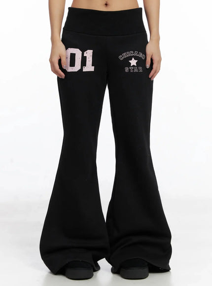 graphic-bootcut-pants-in528 / Black
