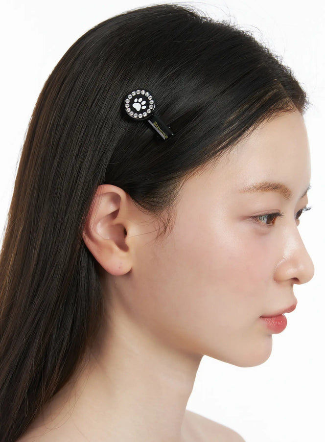 crystal-hair-clip-cj512 / Black