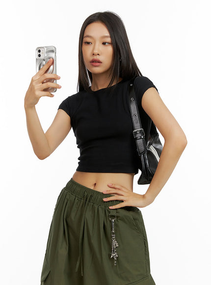 basic-cotton-spice-crop-top-il409 / Black