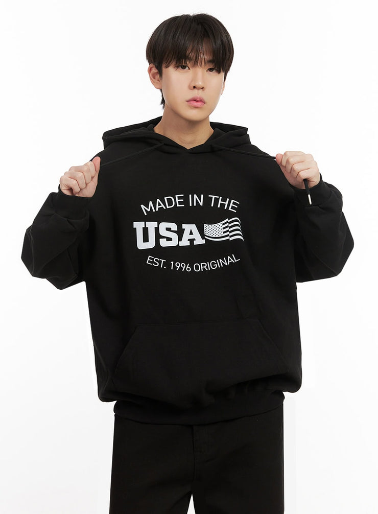 mens-oversized-graphic-sweatshirt-ij517 / Black