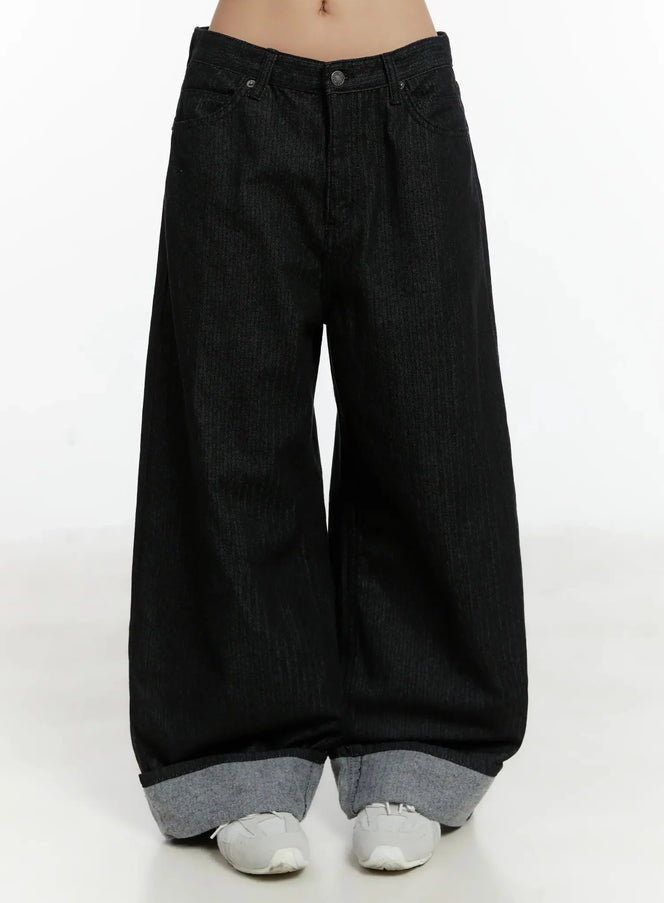 amyra-baggy-striped-jeans-id525 / Black