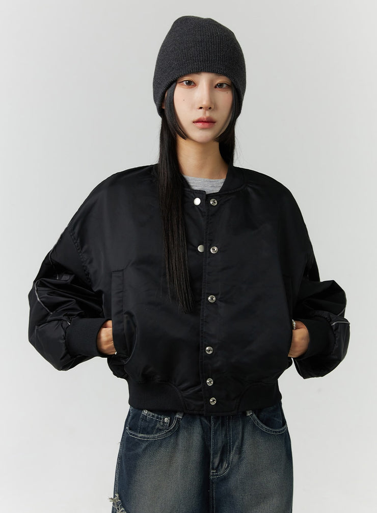 round-neck-bomber-jacket-cd301 / Black