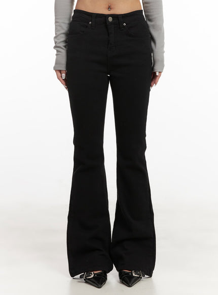 low-rise-slim-fit-flared-trousers-cj508 / Black