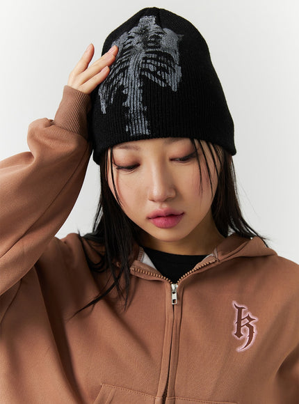 graphic-fine-knit-beanie-cd301 / Black