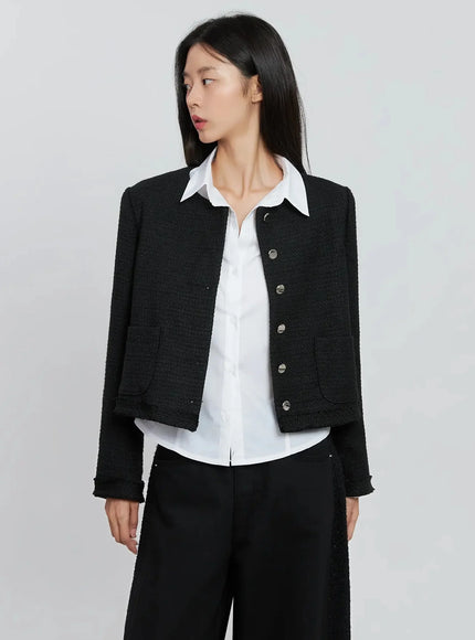 modern-black-cropped-blazer-io530 / Black