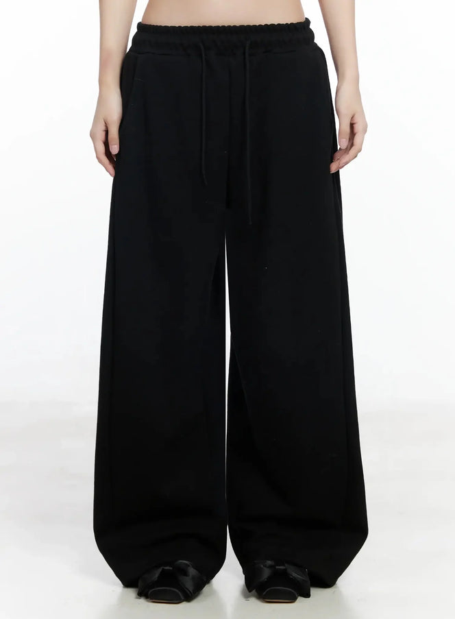 relaxed-wide-leg-sweatpants-im504 / Black