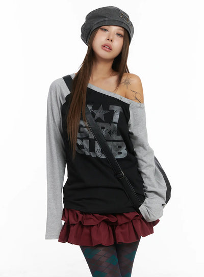 off-shoulder-long-sleeve-top-cj513 / Black