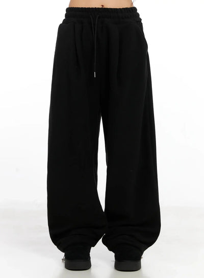 kessler-fleece-wide-leg-sweatpants-in528 / Black